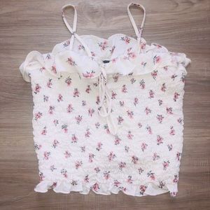Smocked Floral Crop Top